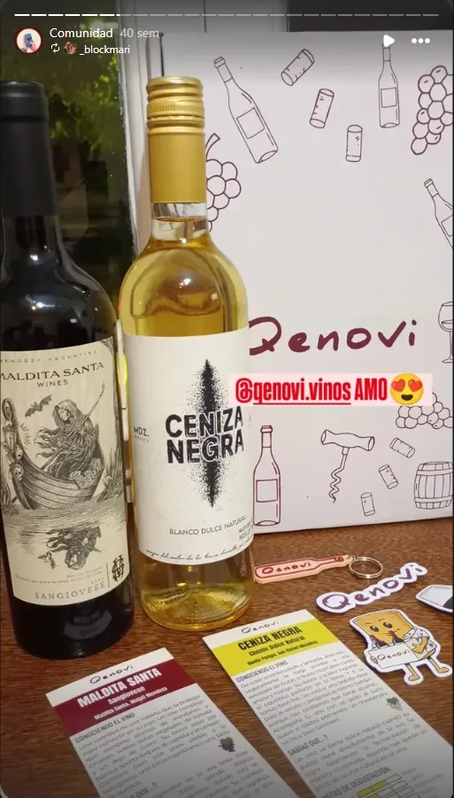 Clienta de Qenovi con su caja de suscripción y los vinos del mes